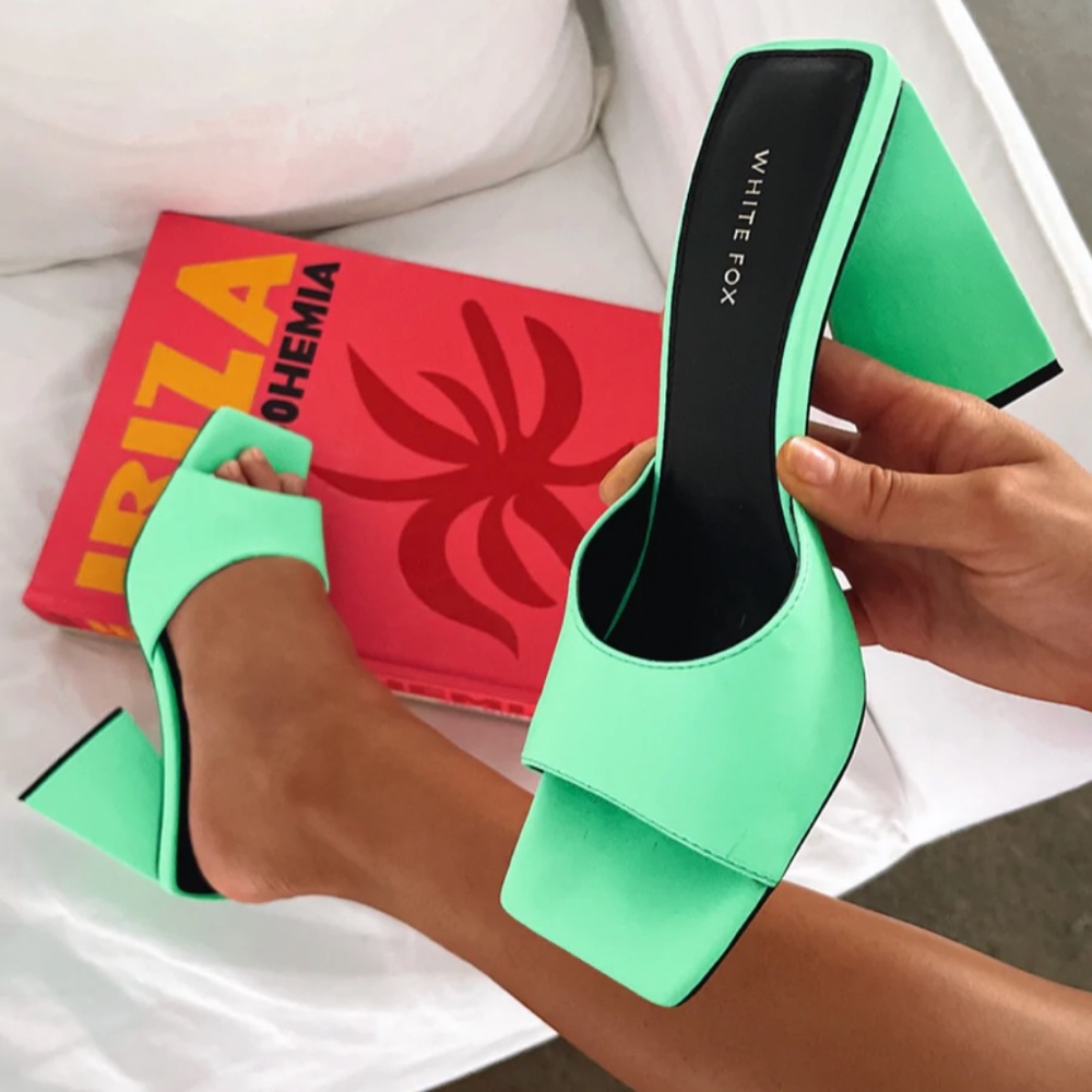 Neon Green High Heel Mules